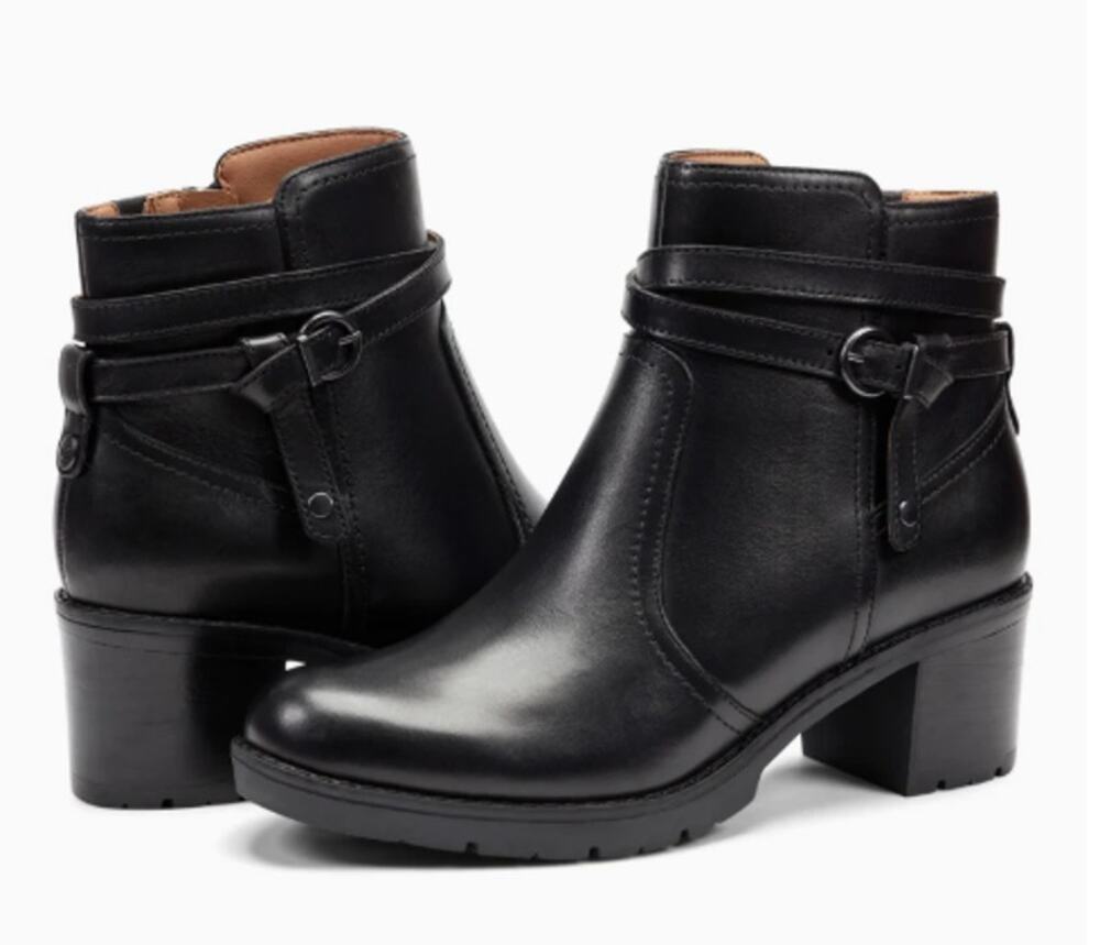 Easy Spirit SE Carter Boots Women's Size 7 Black Faux Leather Ankle Block Heel